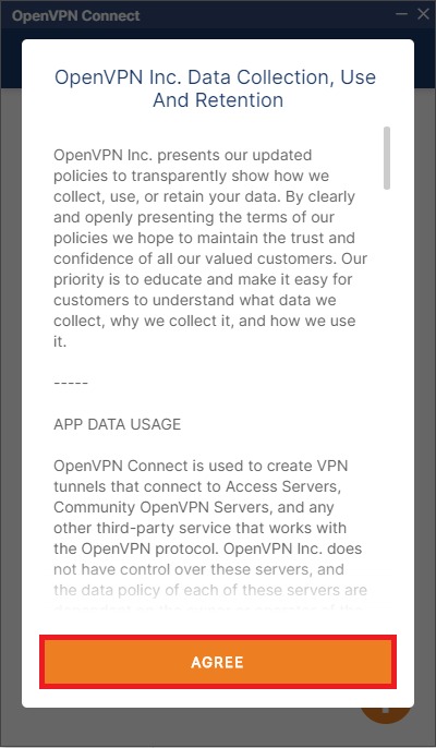 Imagem de tela de aviso de habilitar o VPN